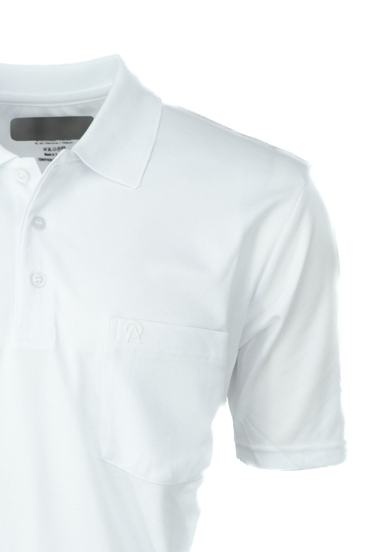 Erkek Pamuklu Merserize Kumaş T-Shirt Düğmeli Polo Yaka Cepli Kısa Kol Şık Desenli Tam Kalıp